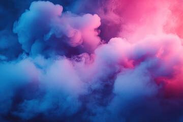 Fototapeta premium Atmospheric image of smoke plumes in neon light. Generated by artificial intelligence.