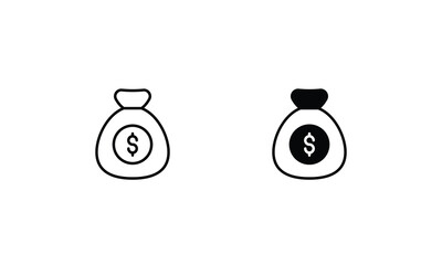 Money Bag icons set vector stock illustration