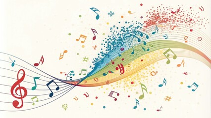 Vibrant musical notes creating a lively sound wave