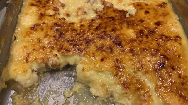 Baked rosogolla, a fusion Bengali sweet dish.