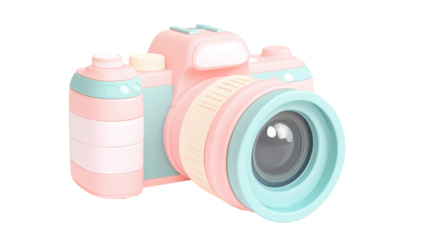 3d camera photograph with transparent background modern style vibrant colors