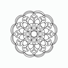 easy floral mandala design with clean lines for Kids coloring book page