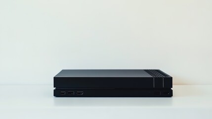 Black modern gaming console on white background
