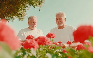 Celebrating Family Bonds Son Helping Father in the Garden on National Pay Back Your Parents Day, Fathers Day, or Thanksgiving