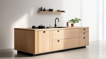Modern Minimalist Wooden Kitchen Design with Natural Light