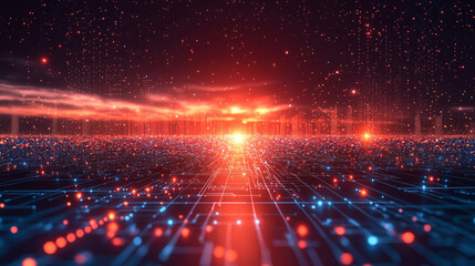Obraz premium A futuristic background featuring interconnected circles and glowing lines, creating a sleek digital design with a high-tech, modern feel.