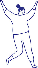 Stylized vector art line hand drawn happy woman silhouette isolated.