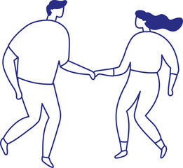 Stylized vector art line hand drawn couple in love silhouette isolated.