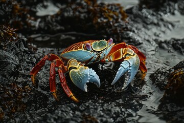Sally Lightfoot Crab: A vibrant Sally Lightfoot crab 