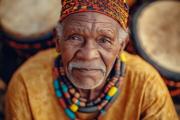 Obraz premium Elderly Afro-Brazilian Man Portrait Black Consciousness Day, Thanksgiving, Kwanzaa - Celebrating Heritage and Wisdom