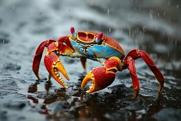 Sally Lightfoot Crab: A vibrant Sally Lightfoot crab 