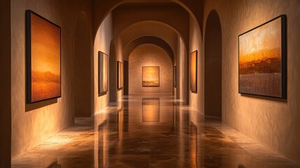A beautiful southwestern gallery hallway