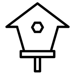 Bird House Wood Line Icon