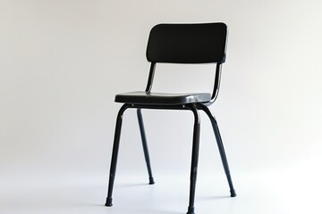 Black chair on white background, minimalistic design