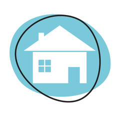 Haus Button - Icon in blau und weiß
