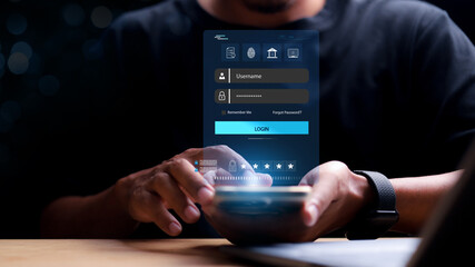 cyber security concept, Login, User, identification information security and encryption, secure Internet access, cybersecurity, secure access to user's personal information