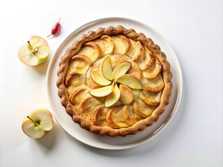Aerial Photography of Delicious Apple Pie on White Plate with Minimalist Background for Culinary Inspiration