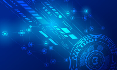 blue lines circuit connecting circle high technology abstract background