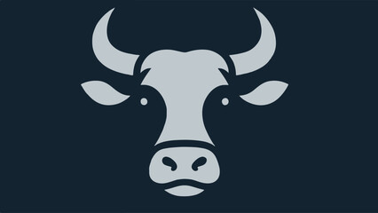 cow head silhouette logo in flat style