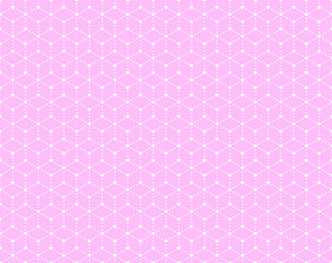 大小の白いハートで形作られた立方体パターンピンク地シームレス背景