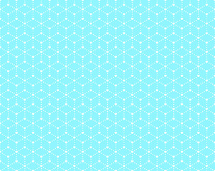 大小の白いハートで形作られた立方体パターン水色地シームレス背景