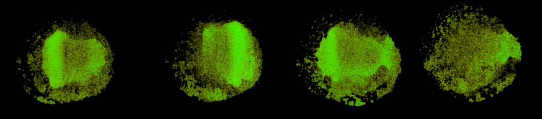 4 Wasserfarbe Kleckse in grün auf schwarz