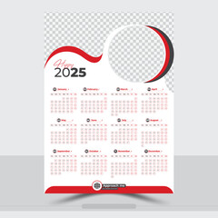 2025 wall calendar and print design template