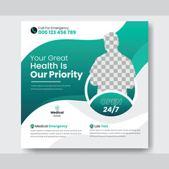 Medical healthcare social media post design and doctor template