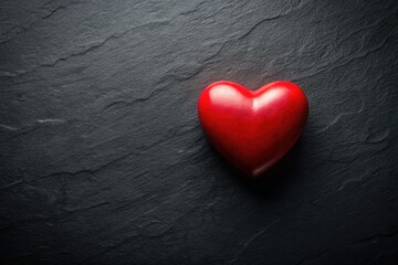Obraz premium Minimalist Valentine's Day Background with Red Heart on Black Paper - Perfect for Romantic Greetings and Love Messages