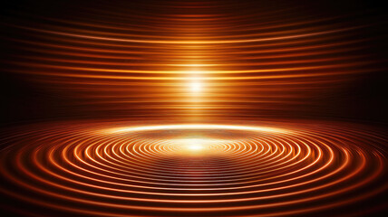 Naklejka premium Radiant orange waves ripple outward in dark gradient background