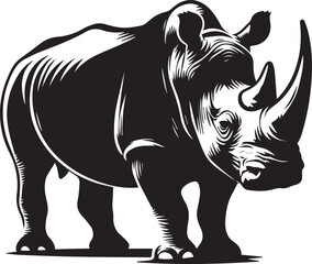 Rocky rhino silhouette - animal rockey rhino - vector image of rockey rhino 