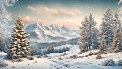 Obraz premium Classic Snowy Landscape for Christmas Decor
