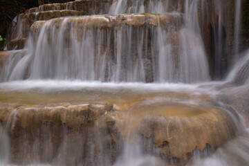 Travel to waterfalls during the rainy season, The tiers of the waterfall contrast beautifully with the sky, Nature itself is the best physician