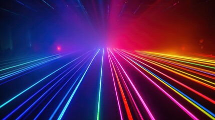 Vibrant Laser Lines Converge In A Dark Space