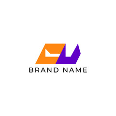 Obraz premium ILLUSTRATION LETTER CU GEOMETRIC LOGO ICON FLAT COLOR TEMPLATE SIMPLE MINIMALIST ELEMENT DESIGN SIMPLE VECTOR GOOD FOR APPS, BRAND 