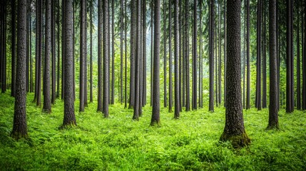 Obraz premium Exploring the forest ecosystem environmental consideration and sustainability practices in a lush green landscape