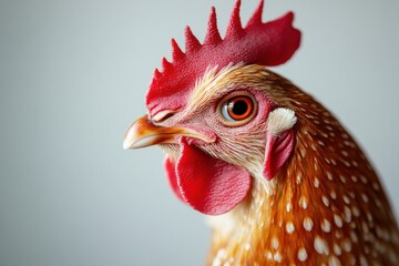 Complete hen image set apart on white background: chicken visual