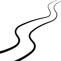 Wavy lines of a winding road, a serpentine ribbon