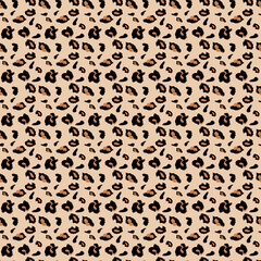 Wildlife seamless repeat vector illustration textile style for clothes and fashion concept. A seamless Background of Leopard atterns on cream background