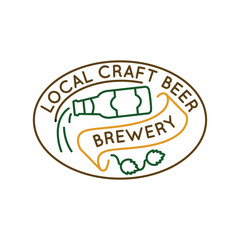 Simple Logo with Local Craft Beer Brewery icon. Simple badge with Local Craft Beer Brewery icon for social media, app, and web design. Vector illustration