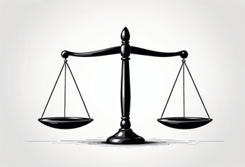 scales of justice, balance scale symbolizes balance and justice, simple pencil drawing, simple line style, isolated background