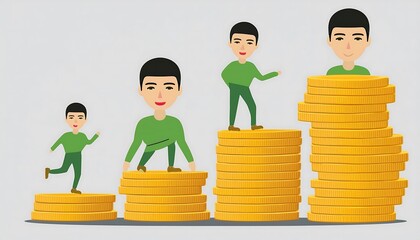 Naklejka premium Successful businessman analyzing financial growth on 3D bar chart