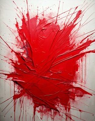 Red grungy paint splattered on white background 