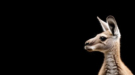 Obraz premium a kangaroo standing Over black Studio Background.