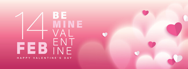 Naklejka premium Happy Valentines Day typography with handwritten calligraphy text, isolated on pink background. Romantic Template design for celebrating valentine's Day on 14 February. Vector Illustration