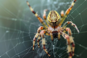 Close-up of a spider on its web in natural light