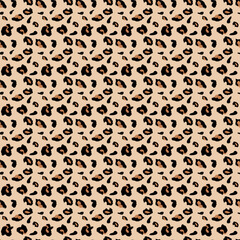 Wildlife seamless repeat vector illustration textile style for clothes and fashion concept. A seamless Background of Leopard atterns on cream background