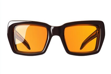 Fototapeta premium Closeup of brown sunglasses with orange lenses isolated on white background.