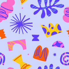 Fun colorful seamless pattern. Modern, vibrant pattern design, perfect for backgrounds, textiles, and decor.