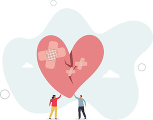 Forgiveness to keep relationship last long, togetherness or love couple concept.flat characters.